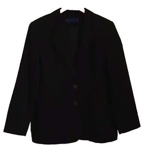 Karen Scott Blazer Jacket Women's Size 14 Black Office Career Preppy Layers